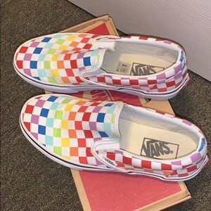 Checkerboard Rainbow Classic Slip-On Vans